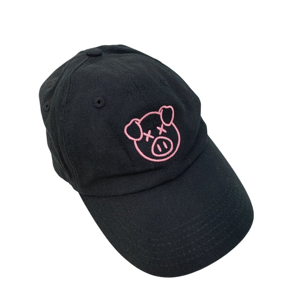 Shane Dawson Pig Embroidered Adjustable Dad Hat Cap Black & Pink EUC 8234